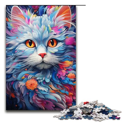 1000 teiliges Puzzle buntes süßes Kätzchen Puzzle für Erwachsene Holzpuzzle anspruchsvolles Spiel 75 x 50 cm von zouxangzz