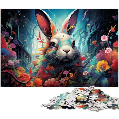 1000 teiliges Puzzle buntes süßes Kaninchen Puzzle für Erwachsene Holzpuzzle Familiendekoration 1000 PCS (75 x 50 cm) von zouxangzz
