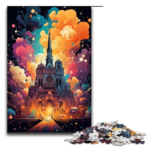 1000 teiliges Puzzle farbenfroh Notre Dame de Paris Puzzle für Erwachsene und Kinder Holzpuzzle pädagogisches Spielzeug zum Stressabbau 75 x 50 cm von zouxangzz