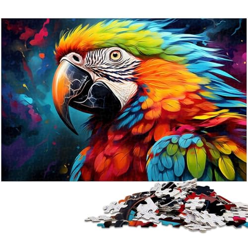 1000 teiliges Puzzle farbenfroh Psychedelischer Papagei Papierpuzzle Lernspiele Heimdekoration 1000 Teile (38 x 26 cm) von zouxangzz