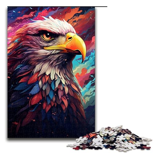 1000 teiliges Puzzle farbenfroh psychedelisch Tieradler Holzpuzzle Lernspiele Heimdekoration 75 x 50 cm von zouxangzz