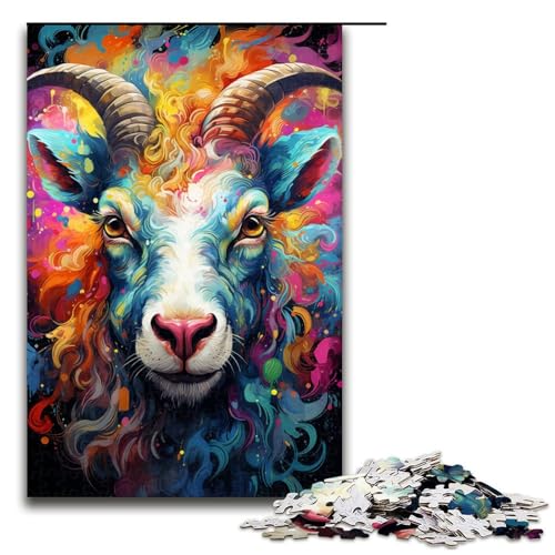 1000 teiliges Puzzle farbenfroh psychedelisch Ziegenmotiv Puzzle für Erwachsene und Kinder Holzpuzzle pädagogisches Spielzeug zum Stressabbau 75 x 50 cm 1000 teiliges Puzzle farbenfroh psychedelisch Ziegenmotiv Puzzle für Erwachsene und Kinder Holzpuzzle pädagogisches Spielzeug zum Stressabbau 75 x 50 cm von zouxangzz