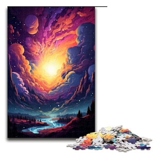1000 teiliges Puzzle farbenfroh psychedelisch verträumte Galaxie Puzzle für Erwachsene und Kinder Holzpuzzle pädagogisches Spielzeug zum Stressabbau 75 x 50 cm von zouxangzz