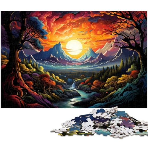 1000 teiliges Puzzle farbenfroh und psychedelisch wunderschöne Wandertour Puzzle für Erwachsene Holzpuzzle für Sommerliebhaber 1000 Teile (75 x 50 cm) von zouxangzz