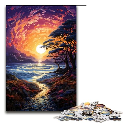 1000 teiliges Puzzle farbenfrohe Fantasie Sonnenuntergangslandschaft Puzzle für Erwachsene Holzpuzzle anspruchsvolles Spiel 75 x 50 cm von zouxangzz