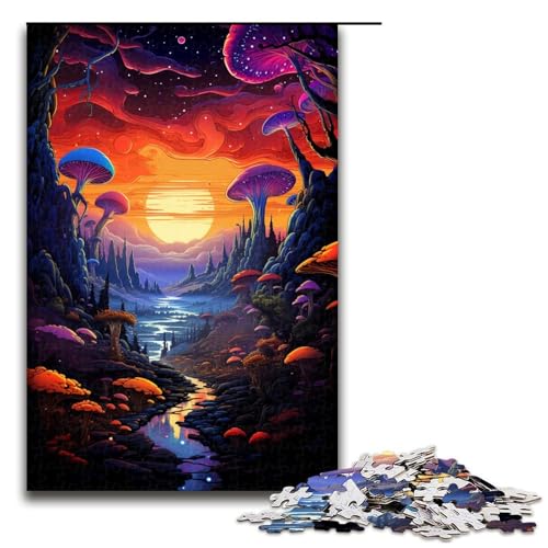 1000 teiliges Puzzle farbenfrohe Fantasielandschaft Holzpuzzle Lernspiele Heimdekoration 75 x 50 cm von zouxangzz