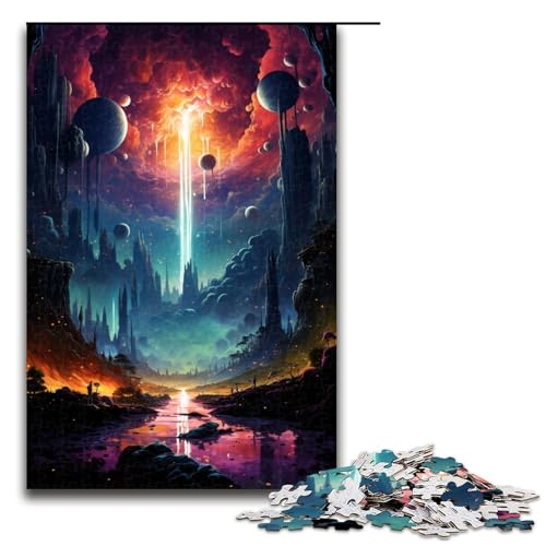 1000 teiliges Puzzle farbenfrohe Fantasielandschaft Puzzle für Erwachsene Holzpuzzle Familienspiele 75 x 50 cm von zouxangzz