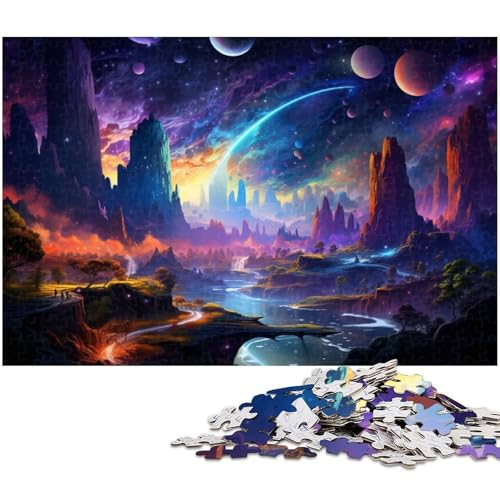 1000 teiliges Puzzle farbenfrohe Fantasielandschaft für Erwachsene Holzpuzzle tolle Geschenke zu Weihnachten 1000 Teile (75 x 50 cm) von zouxangzz