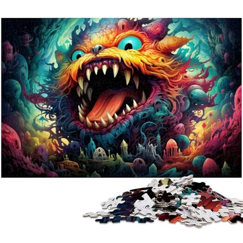 1000 teiliges Puzzle farbenfrohe Fantasy Monster Kunst Puzzles Holzpuzzles Lernspiele Heimdekoration 1000 Stück (75 x 50 cm) von zouxangzz