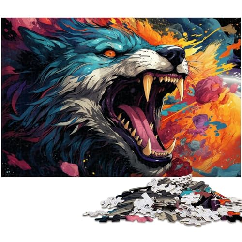 1000 teiliges Puzzle farbenfrohe Graffiti Tierkunst Puzzles Holzpuzzles Lernspiele Heimdekoration 1000 Teile (75 x 50 cm) von zouxangzz