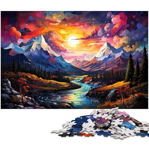 1000 teiliges Puzzle farbenfrohe Illustration der Pyrenäen Puzzle für Erwachsene und Kinder Holzpuzzle tolles Geschenk für Erwachsene 1000 Teile (75 x 50 cm) von zouxangzz