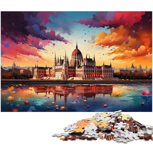 1000 teiliges Puzzle farbenfrohe Illustration von Budapest Puzzle für Erwachsene Holzpuzzle anspruchsvolles Spiel 1000 Teile (75 x 50 cm) von zouxangzz