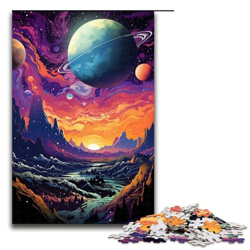 1000 teiliges Puzzle farbenfrohe Planetenlandschaft Puzzle für Erwachsene Holzpuzzle Familienspiel 75 x 50 cm von zouxangzz
