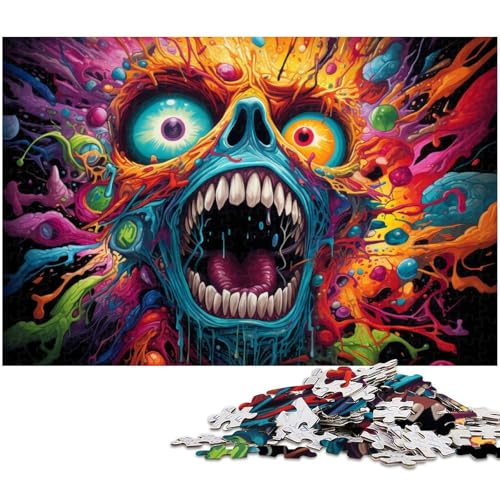 1000 teiliges Puzzle farbenfrohe Psychedelia Psychedelischer Monster Puzzle für Kinder Holzpuzzle Lernspiele für Erwachsene 1000 Teile (75 x 50 cm) von zouxangzz