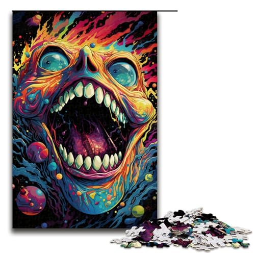 1000 teiliges Puzzle farbenfrohe Psychedelia der Weltraummonster Holzpuzzle Lernspiele Heimdekoration 75 x 50 cm von zouxangzz