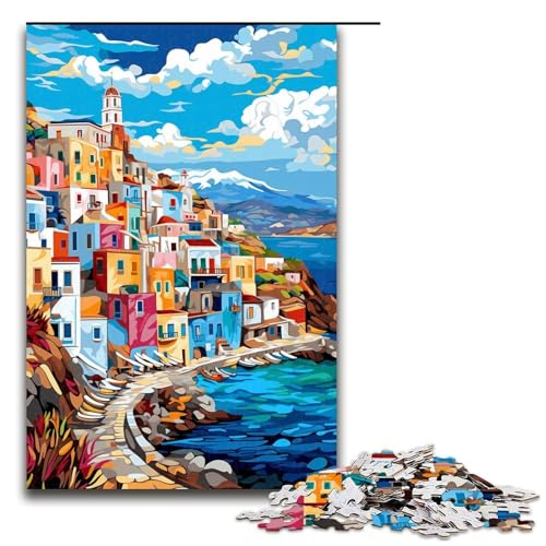 1000 teiliges Puzzle farbenfrohe Psychedelia der griechischen Inseln Holzpuzzle Lernspiele Heimdekoration 75 x 50 cm von zouxangzz