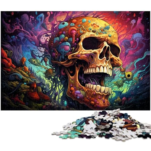 1000 teiliges Puzzle farbenfrohe Psychedelia der mutierten Skelette Puzzle für Erwachsene Holzpuzzle anspruchsvolles Spiel 1000 Teile (75 x 50 cm) von zouxangzz
