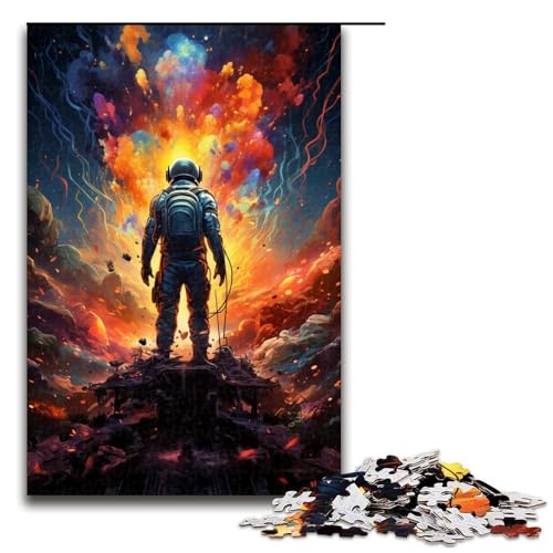 1000 teiliges Puzzle farbenfrohe Zeichnung eines Astronauten Holzpuzzle für Erwachsene und Kinder pädagogisches Spielzeug zum Stressabbau 75 x 50 cm von zouxangzz