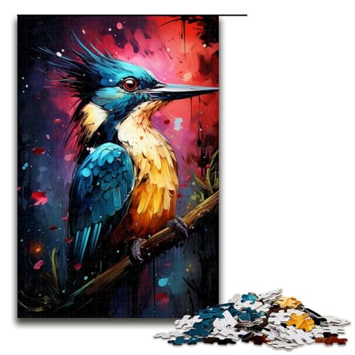 1000 teiliges Puzzle farbenfrohe Zeichnung eines Spechts Holzpuzzle Lernspiele Heimdekoration 75 x 50 cm von zouxangzz