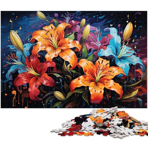 1000 teiliges Puzzle farbenfrohe künstlerische Blumen Puzzle für Erwachsene Holzpuzzle anspruchsvolles Spiel 1000 Teile (75 x 50 cm) von zouxangzz