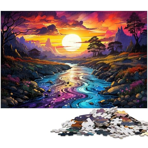 1000 teiliges Puzzle farbenfrohe psychedelische Landschaftspuzzles Holzpuzzles Lernspiele Heimdekoration 1000 PCS (75 x 50 cm) von zouxangzz