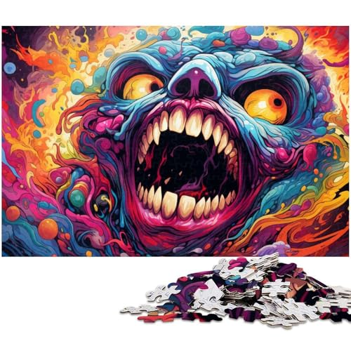 1000 teiliges Puzzle farbenfrohe psychedelische Monster Puzzles Holzpuzzles Lernspiele Heimdekoration 1000 Teile (75 x 50 cm) von zouxangzz