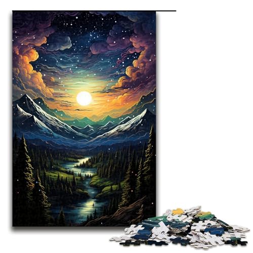 1000 teiliges Puzzle farbenfrohe psychedelische Morgendämmerung in der Weltraumlandschaft Puzzle für Erwachsene und Kinder Holzpuzzle pädagogisches Spielzeug zum Stressabbau 75 x 50 cm von zouxangzz