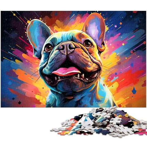 1000 teiliges Puzzle farbenfrohe psychedelische französische Bulldogge Puzzles für Erwachsene und Kinder Holzpuzzle tolles Geschenk für Erwachsene 1000 Teile (75 x 50 cm) von zouxangzz