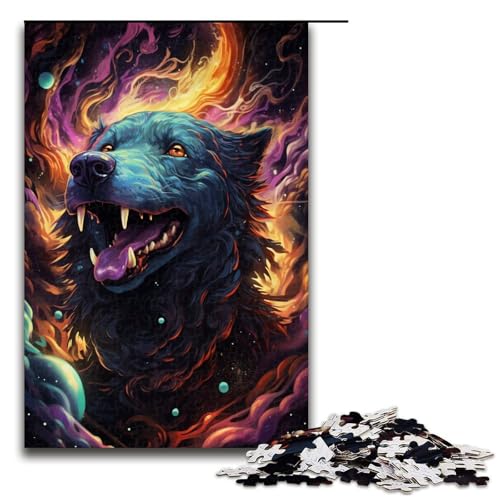 1000 teiliges Puzzle farbenfroher Psychedelischer böser Hund aus der Zukunft1 Puzzle für Erwachsene Holzpuzzle anspruchsvolles Spiel 75 x 50 cm von zouxangzz