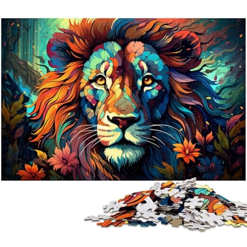 1000 teiliges Puzzle farbenfrohes Dschungel Löwen Puzzle für Erwachsene Holzpuzzle anspruchsvolles Spiel 1000 Teile (75 x 50 cm) von zouxangzz