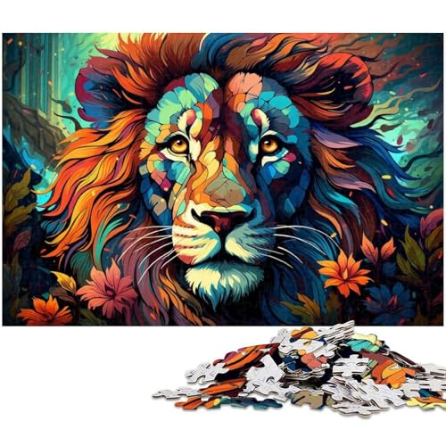 1000 teiliges Puzzle farbenfrohes Dschungel Löwen Puzzle für Erwachsene Papierpuzzle anspruchsvolles Spiel 1000 Teile (38 x 26 cm) von zouxangzz