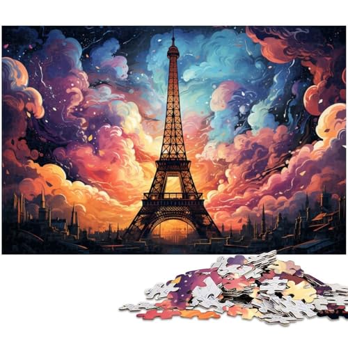 1000 teiliges Puzzle farbenfrohes Eiffelturm Puzzle für Erwachsene und Kinder Holzpuzzle tolles Geschenk für Erwachsene 1000 Teile (75 x 50 cm) von zouxangzz