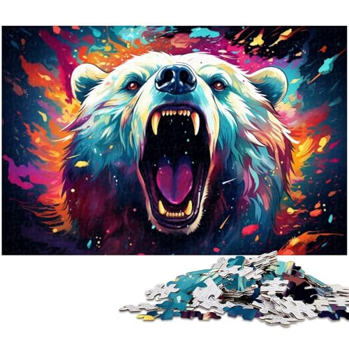 1000 teiliges Puzzle farbenfrohes Fantasie Eisbär Puzzle für Erwachsene Holzpuzzle für Sommerliebhaber 1000 Teile (75 x 50 cm) von zouxangzz