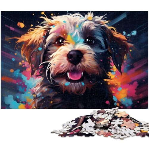 1000 teiliges Puzzle farbenfrohes Fantasie Puzzle mit süßem Hund für Erwachsene Holzpuzzle tolle Geschenke zu Weihnachten 1000 Teile (75 x 50 cm) von zouxangzz