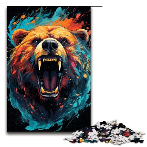 1000 teiliges Puzzle farbenfrohes Fantasy Bärenkrieger Puzzle für Erwachsene Holzpuzzle Familienspiele 75 x 50 cm von zouxangzz