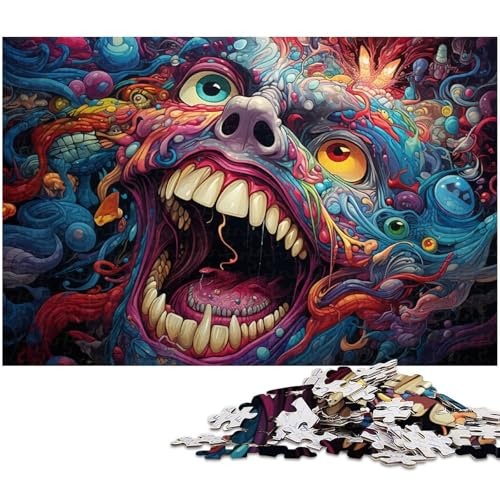 1000 teiliges Puzzle farbenfrohes Fantasy Dämonen Puzzle für Erwachsene Holzpuzzle anspruchsvolles Spiel 1000 Teile (75 x 50 cm) von zouxangzz