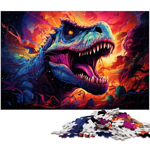 1000 teiliges Puzzle farbenfrohes Fantasy Dinosaurier Puzzle für Erwachsene Holzpuzzle anspruchsvolles Spiel 1000 Teile (75 x 50 cm) von zouxangzz