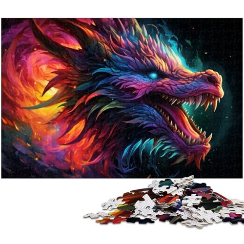 1000 teiliges Puzzle farbenfrohes Fantasy Drachen Puzzle für Erwachsene Holzpuzzle anspruchsvolles Spiel 1000 Teile (75 x 50 cm) von zouxangzz