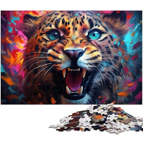 1000 teiliges Puzzle farbenfrohes Fantasy Geparden Puzzle für Erwachsene Papierpuzzle anspruchsvolles Spiel 1000 Teile (38 x 26 cm) von zouxangzz