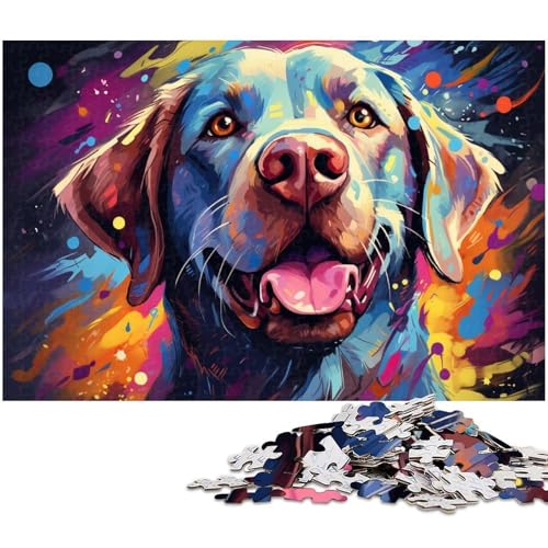 1000 teiliges Puzzle farbenfrohes Fantasy Labrador Hunde Kunstpuzzle für Erwachsene und Kinder Holzpuzzle tolles Geschenk für Erwachsene 1000 PCS (75 x 50 cm) von zouxangzz
