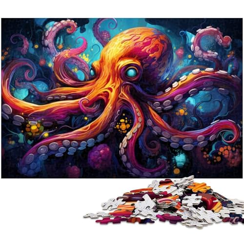 1000 teiliges Puzzle farbenfrohes Fantasy Oktopus Kunstpuzzle für Erwachsene Holzpuzzle anspruchsvolles Spiel 1000 Teile (75 x 50 cm) von zouxangzz