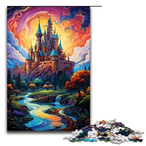 1000 teiliges Puzzle farbenfrohes Fantasy Schloss Puzzle für Erwachsene Holzpuzzle anspruchsvolles Spiel 75 x 50 cm von zouxangzz