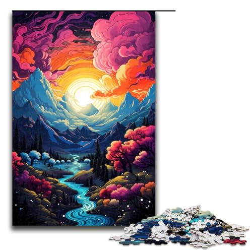 1000 teiliges Puzzle farbenfrohes Gemälde Landschaftspuzzle für Erwachsene Holzpuzzle Familienspiele 75 x 50 cm von zouxangzz