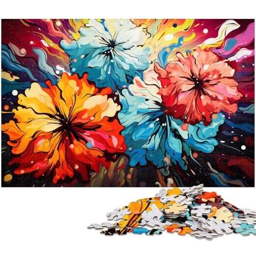 1000 teiliges Puzzle farbenfrohes Gemälde mit Blumen Puzzle für Erwachsene Holzpuzzle für Sommerliebhaber 1000 Teile (75 x 50 cm) von zouxangzz