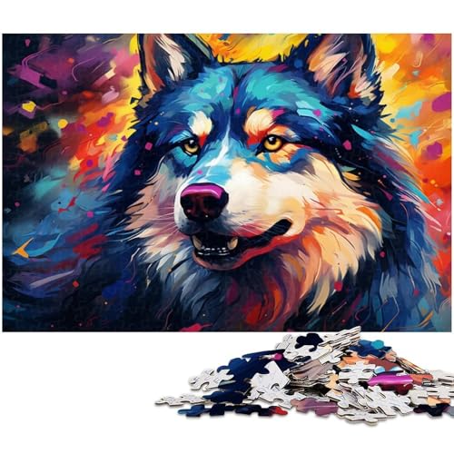 1000 teiliges Puzzle farbenfrohes Husky Malpuzzle für Erwachsene Papierpuzzle anspruchsvolles Spiel 1000 Teile (38 x 26 cm) von zouxangzz