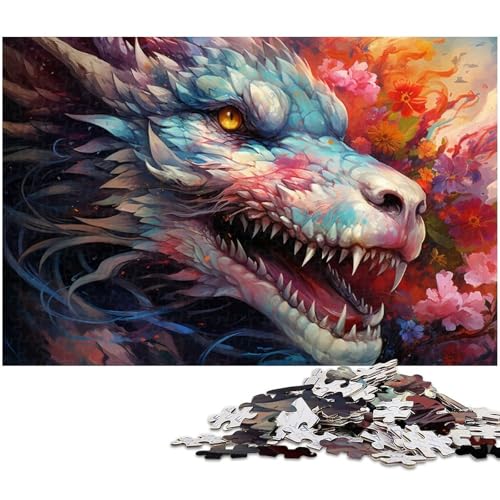 1000 teiliges Puzzle farbenfrohes Japanisches Sakura Drachen Puzzle für Kinder Holzpuzzle Lernspiele für Erwachsene 1000 Teile (75 x 50 cm) von zouxangzz
