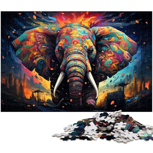 1000 teiliges Puzzle farbenfrohes Kunst Elefanten Tierpuzzle Holzpuzzle Lernspiele Heimdekoration 1000 Teile (75 x 50 cm) von zouxangzz