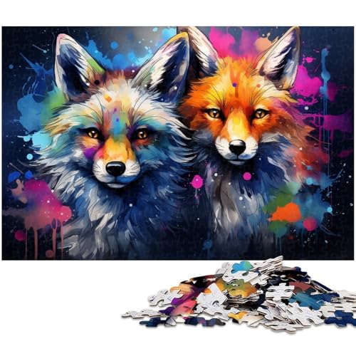 1000 teiliges Puzzle farbenfrohes Kunst Fuchs Puzzle für Erwachsene Holzpuzzle tolle Geschenke zu Weihnachten 1000 Teile (75 x 50 cm) von zouxangzz