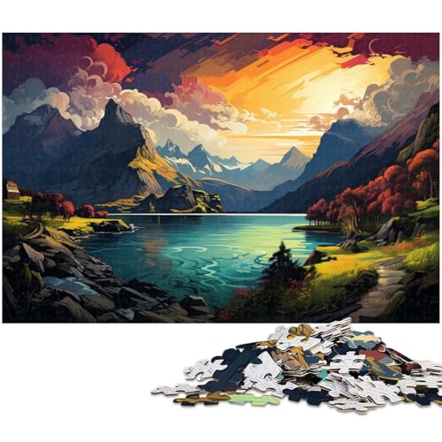 1000 teiliges Puzzle farbenfrohes Kunst Landschaftsgemälde Puzzle für Erwachsene Holzpuzzle anspruchsvolles Spiel 1000 Teile (75 x 50 cm) von zouxangzz