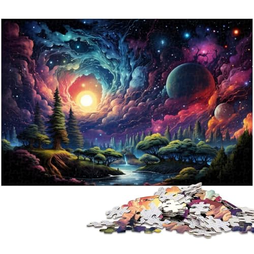 1000 teiliges Puzzle farbenfrohes Landschaftskunst Puzzle für Erwachsene Holzpuzzle anspruchsvolles Spiel 1000 Teile (75 x 50 cm) von zouxangzz